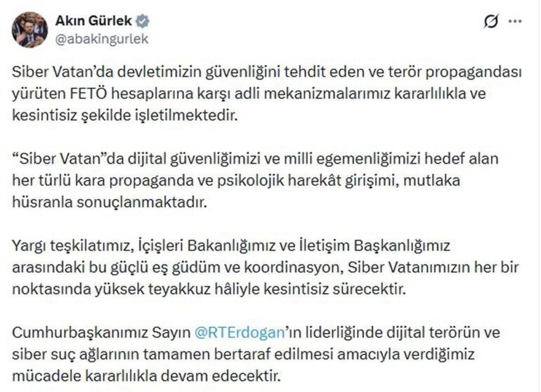 Adalet Bakanı Gürlek: FETÖ Hesaplarına Karşı Adli Süreçler Sürdürülecek